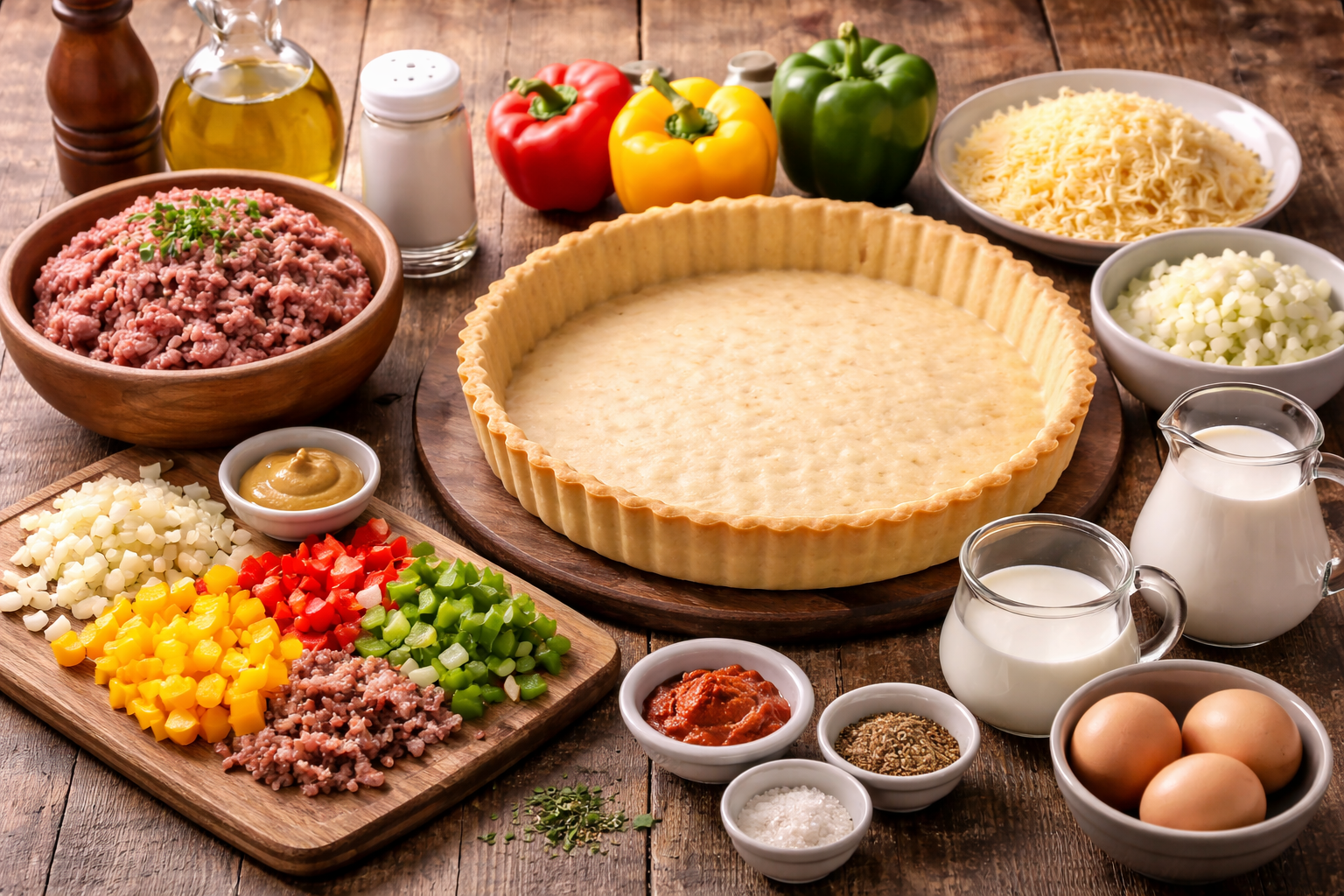 Recette de la quiche aux poivrons et bœuf haché