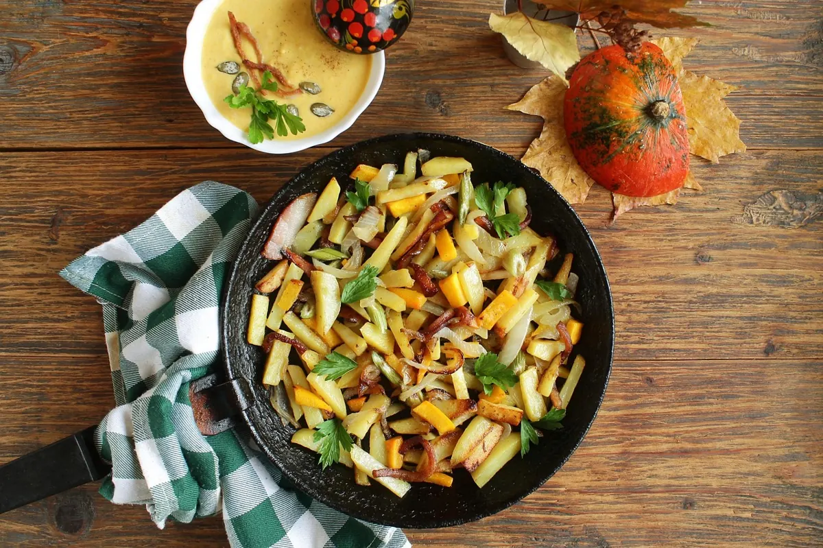 Gratin de potimarron et pommes de terre au four
