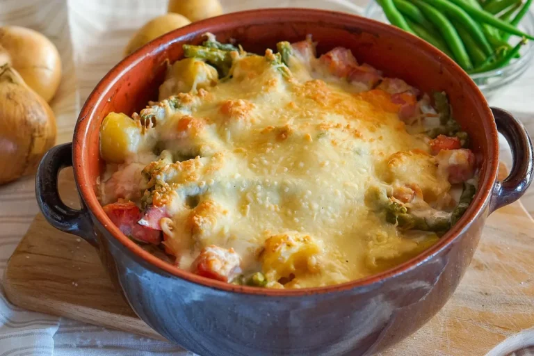 Gratin familial aux pommes de terre servi dans un plat